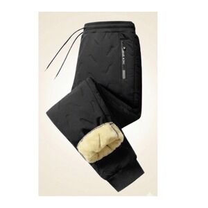 New Sport Black Quilted Fleece Lined Snow Pants Size 8/L Sherpa Thermal Unisex